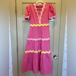 CeliaB Pink Piscis Ric Rac Midi Dress